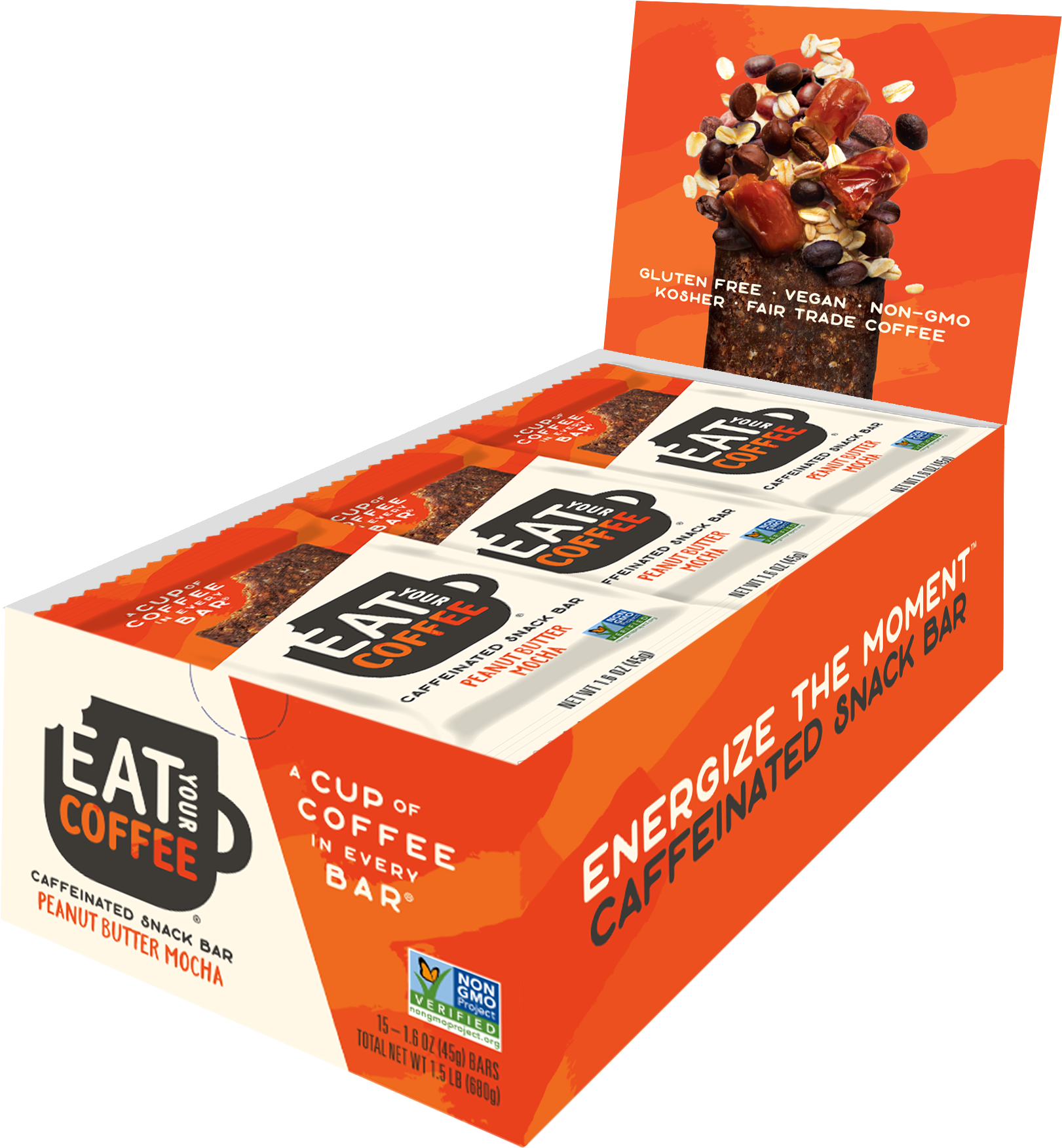 Peanut Butter Mocha Caffeinated Snack Bars - Snack (1641x1769), Png Download