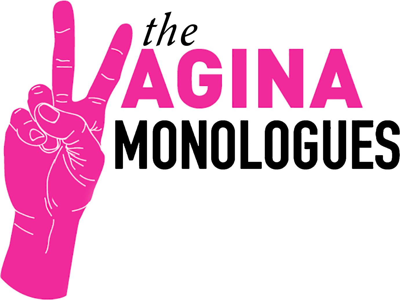 Vagina Monologue Peace Sign Black Text No Background - Vagina Monologues Logo (1400x1070), Png Download