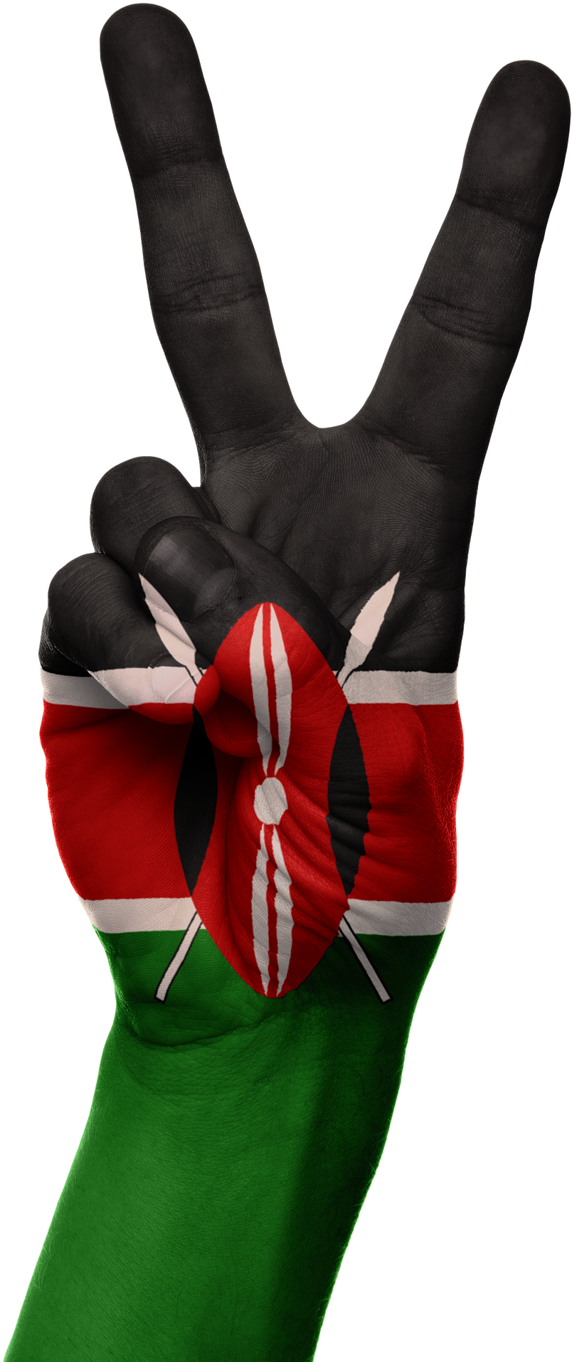 Kenyan Hand Flag Png (856x1920), Png Download