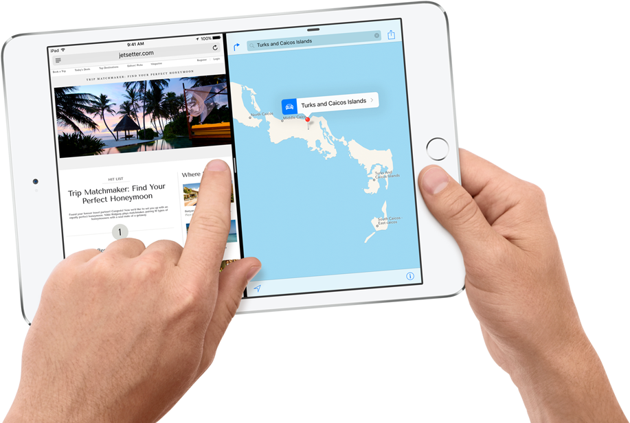 And With Up To 10 Hours Of Battery Life, Ipad Mini - Multitasking Ipad (1015x621), Png Download
