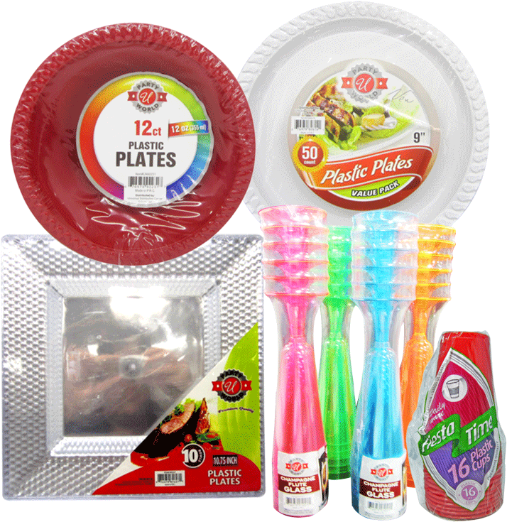 Plastic Plates, Cups & Cutlery - Party Supply (800x800), Png Download