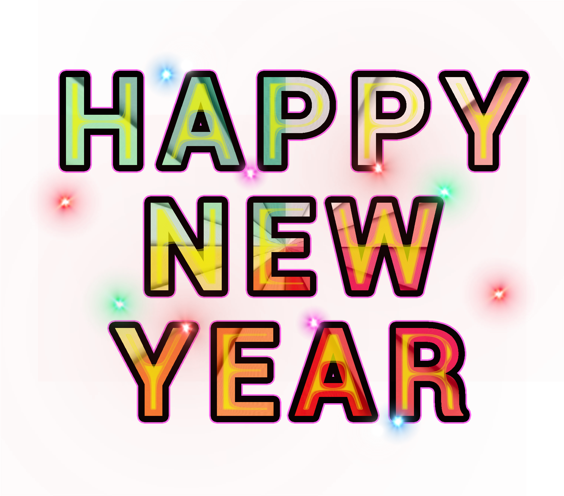 سنة جديدة سعيدة Happynewyear نص إبداعي نيون صورة ملف - Graphic Design (2000x2000), Png Download