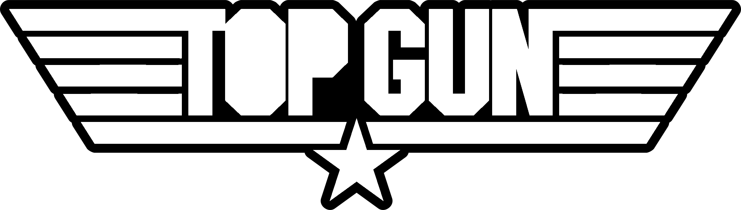 Top Gun Logo Black And White - Top Gun (2400x682), Png Download