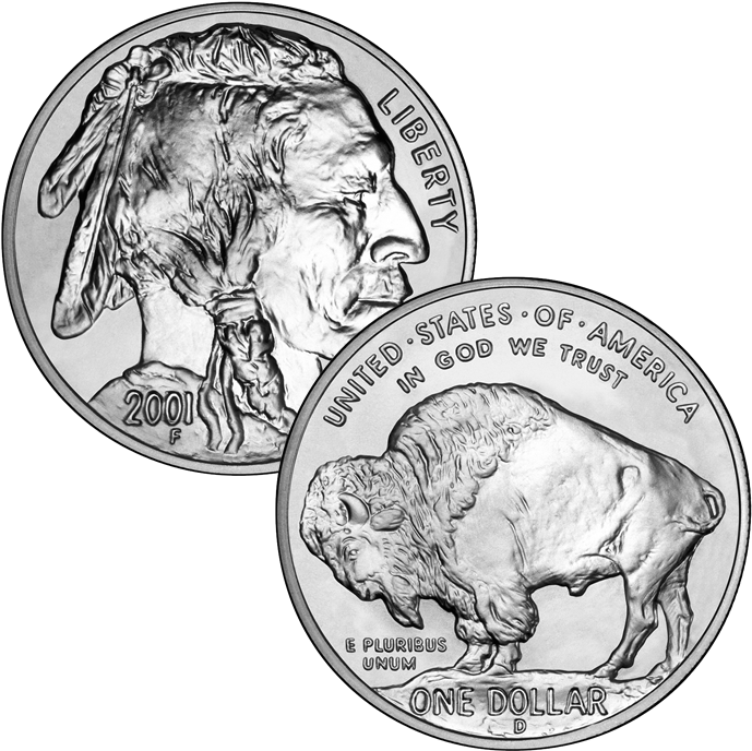 Usa 2001 Buffalo Dollar (700x700), Png Download