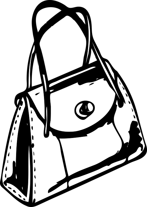 Bag Clipart Black And White Png - Purse Clip Art (511x720), Png Download