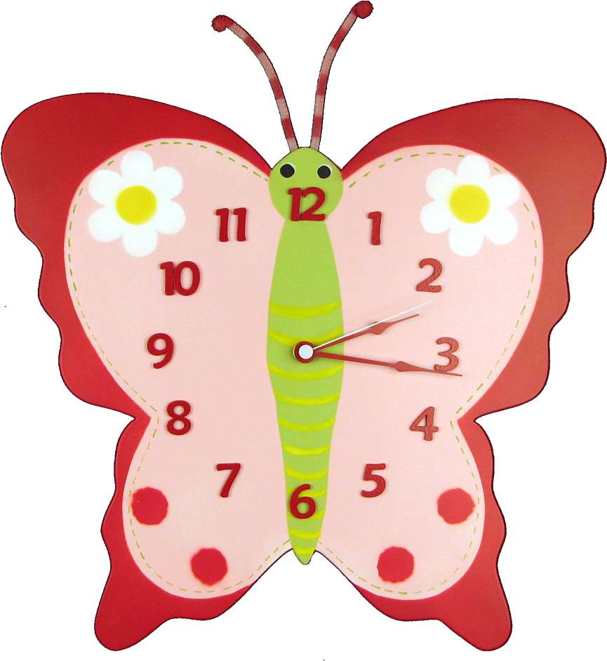 Fetching Wall Decoration In Kid Bedroom Using Children - Butterfly Clock Kids (865x942), Png Download