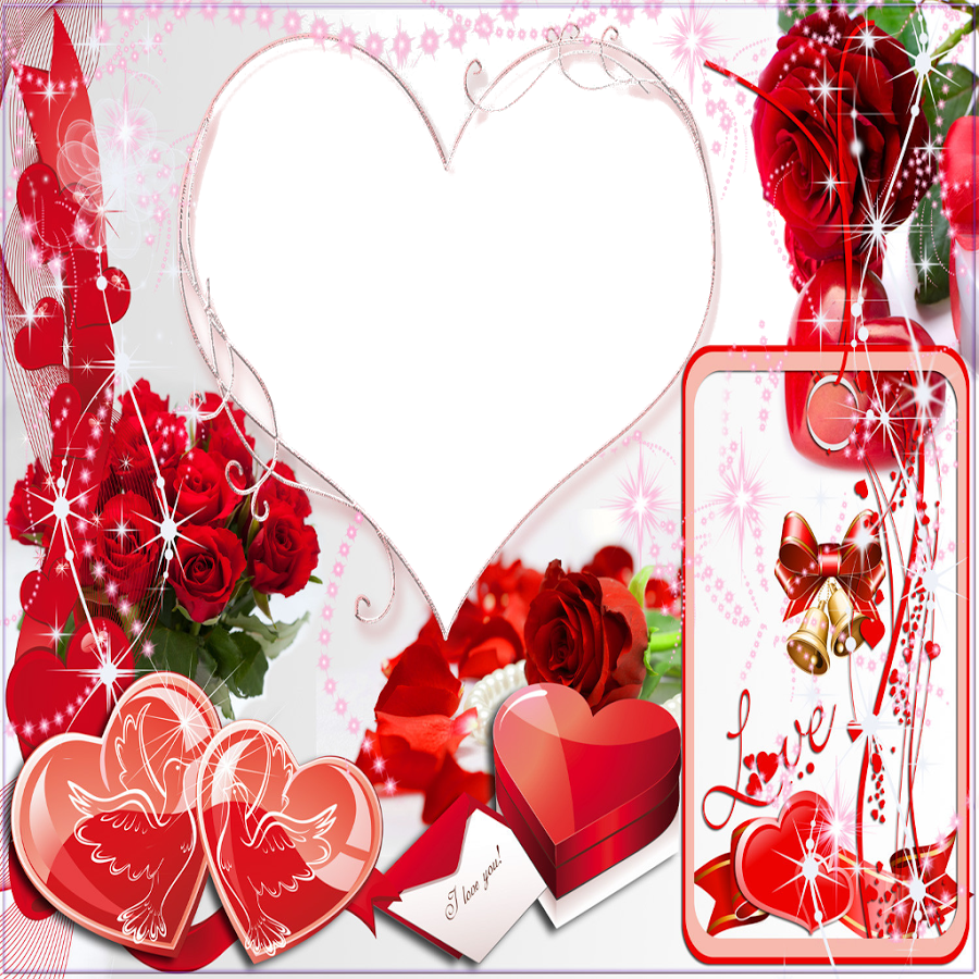 Season Love Pic Frame - Double Heart Photo Frame (900x900), Png Download