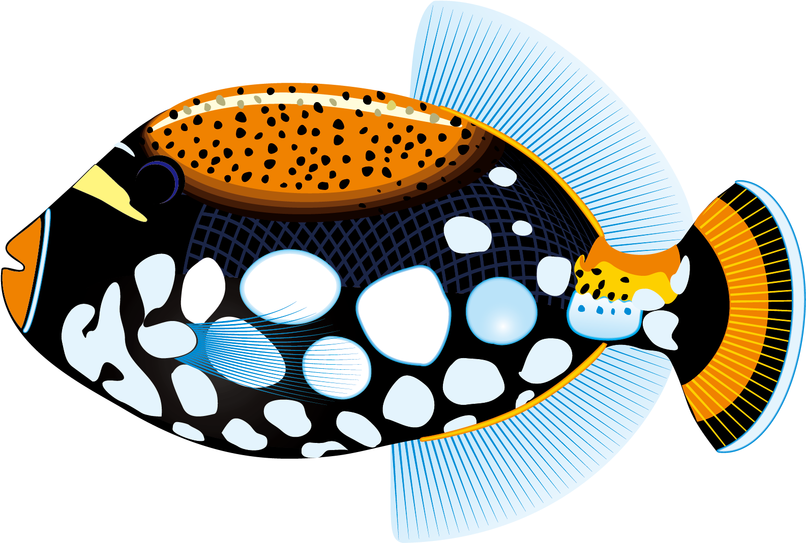 Tropical Fish Clip Art Color Eyes Marine - Vector Fish Free Download (1951x2133), Png Download