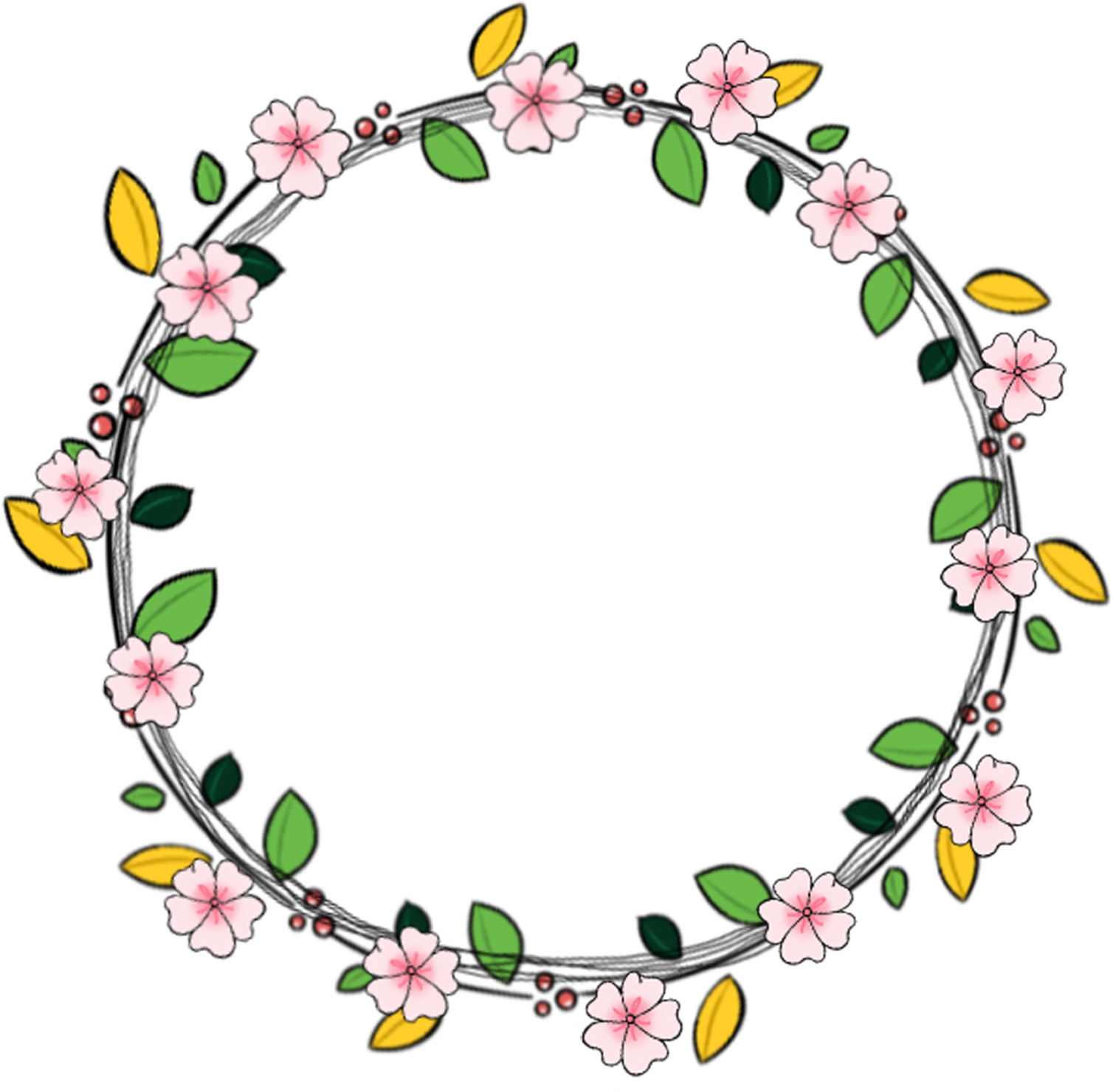 Garland Fresh Hand Painted Border Png And Psd - Circle (2000x2000), Png Download