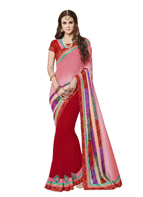 Graphic Royalty Free Library Pink And Red Saree Gergstore - Modern Sari Red (800x800), Png Download