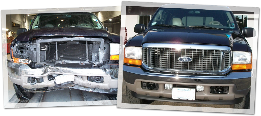 Rick's Auto Body Before And After Truck - Ford Excursion (1024x457), Png Download