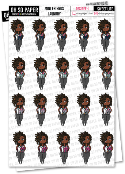 Mini Friends Laundry Stickers - Brown Girl Hair Wash Day Sticker Planners (580x580), Png Download