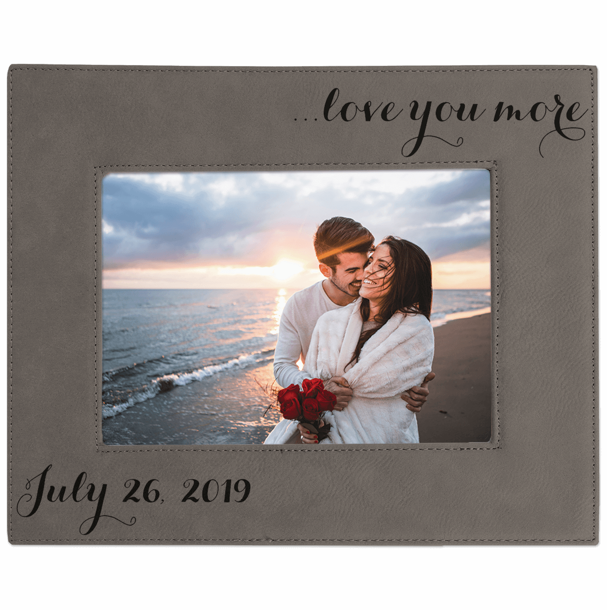 Love You More Date Medium Leatherette Desk Frame - Love (1200x1206), Png Download