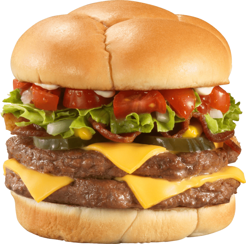 Free Png Fast Food Burger Png Images Transparent - Big And Juicy Burger 10by10 Square Sticker 3" X 3" (850x842), Png Download