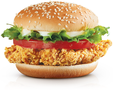 Burger Transparent Background Png - Chicken Burger Png (439x412), Png Download
