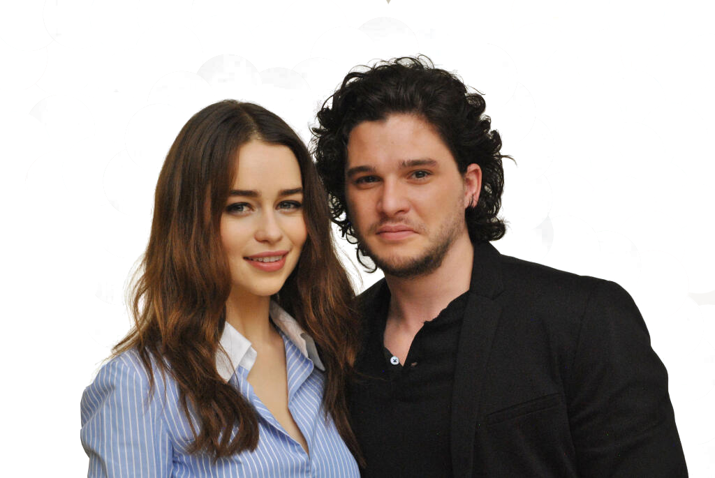 Emilia Clarke And Kit Harington Png [render] - Kit Harington And Emilia Clarke On Set (1024x685), Png Download