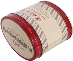 Oval Shape Metal Cookie Black Tea Tin Box With Air - Red Stripe (350x350), Png Download