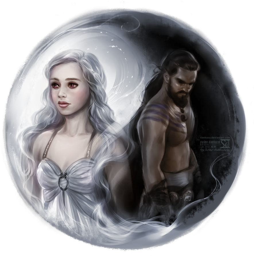 Emilia Clarke And Jason Momoa As Daenerys And Khal - Game Of Thrones Book Khaleesi (898x889), Png Download