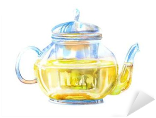 Glass Teapot Of A Green Tea - Drink (400x400), Png Download