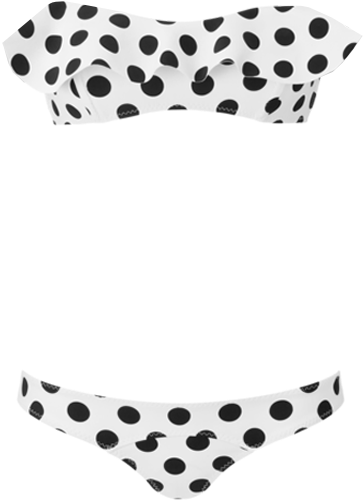 Natalie Black And White Polka Dot Bonded Flounce Bikini - White Polka Dot Bikini (414x600), Png Download