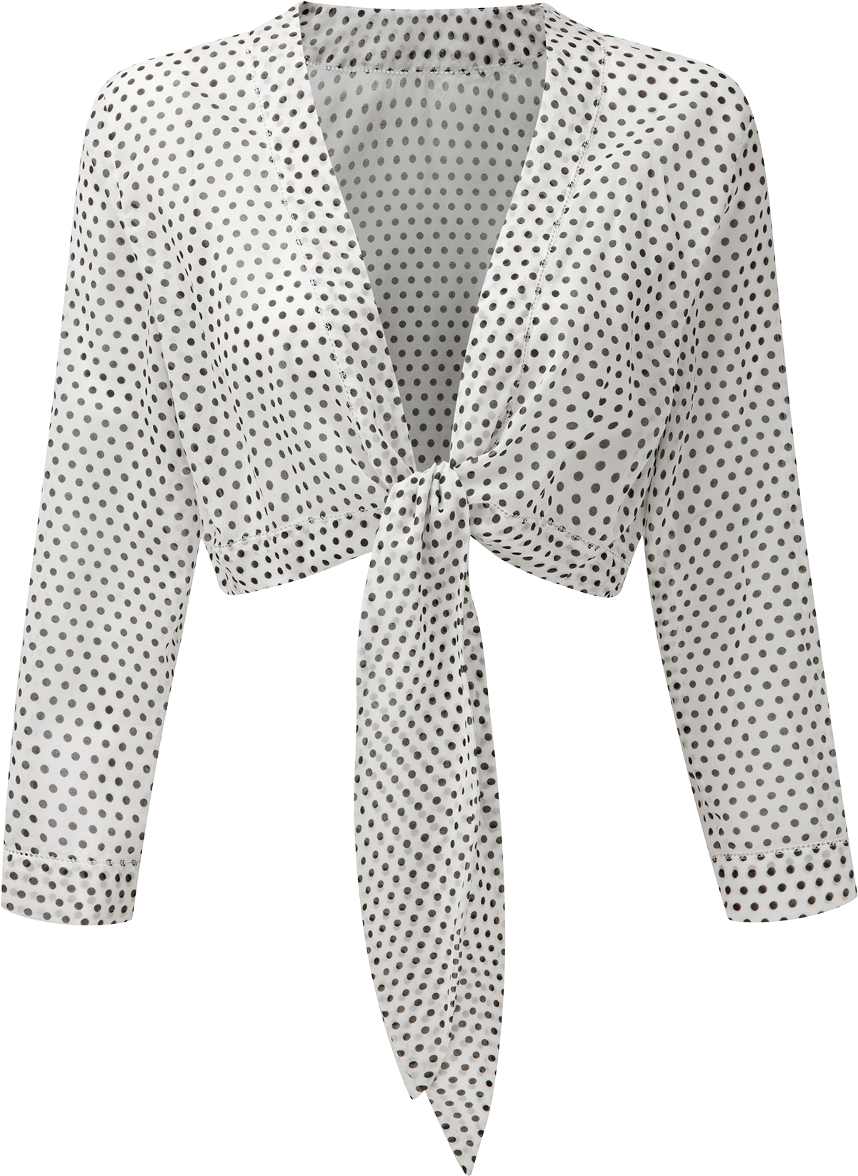 Polka Dot White Cotton Tie Blouse - Polka Dot (1200x1740), Png Download
