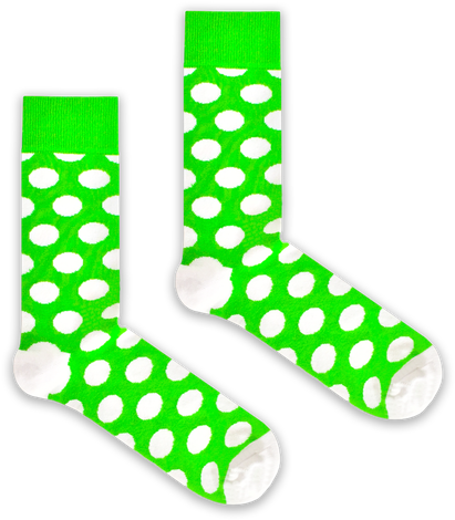A Lush Green Background And White Polka Dots Make These - Polka Dot Sock (498x498), Png Download