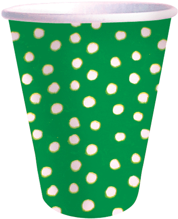 Quick View - Small Dots Green 9 Oz Paper Cups 96 Ct (408x500), Png Download
