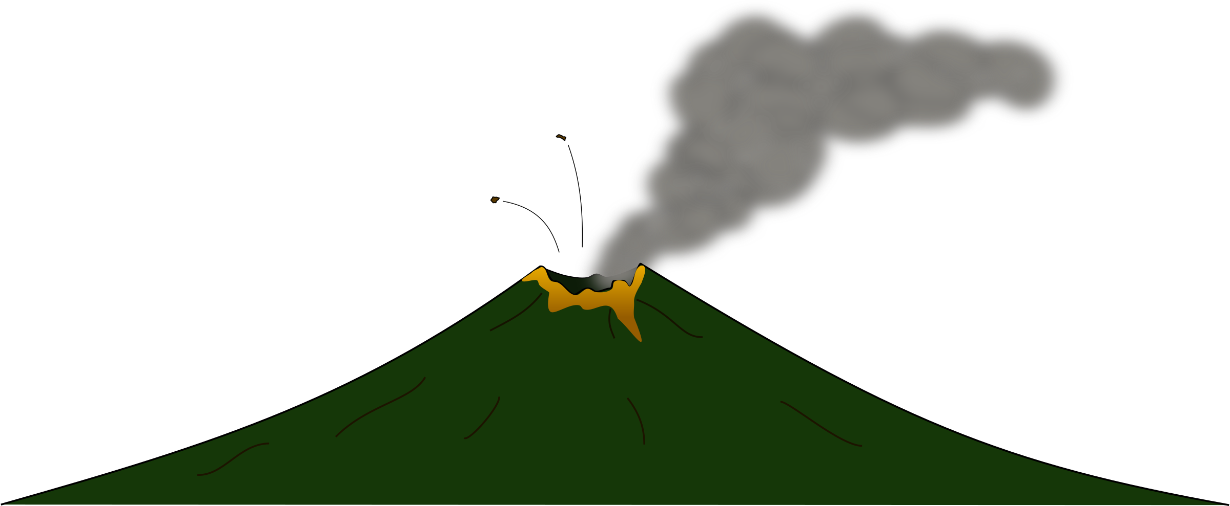 Hill Clipart Transparent - Volcano Eruption Png Gif (2400x989), Png Download