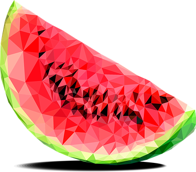 Watermelon Triangles Berry Fruit Food Lobu - Watermelon Art (387x340), Png Download