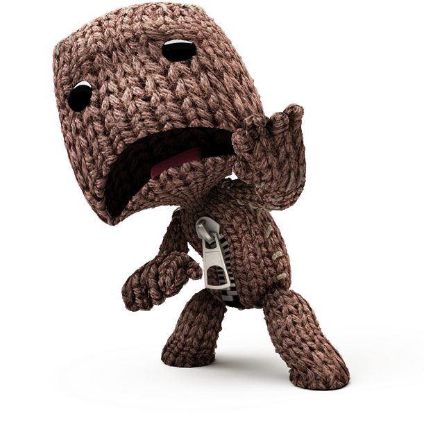 Sackboy Scared - Little Big Planet Scared (610x664), Png Download
