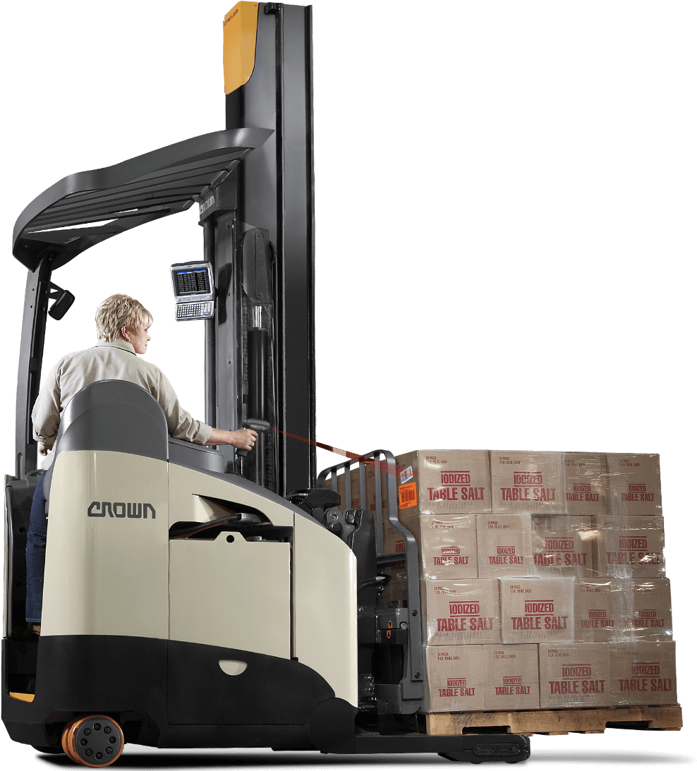 Operator Transports A Load On The Rm/rmd Narrow-aisle - Reach Truck Crown (1140x1100), Png Download