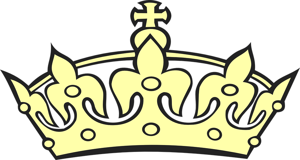 Gold Queen Crown Clipart - Crown Clipart Black And White (960x513), Png Download