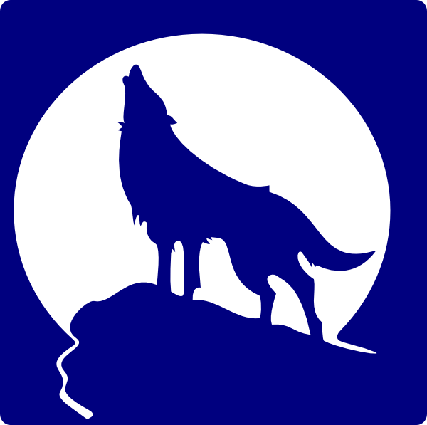 Logo Blue Wolf Howling - Wolf Howling At Moon Clipart (600x597), Png Download