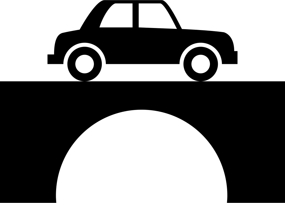 Vintage Car Crossing The Bridge Comments - Car Silhouette Png (980x696), Png Download