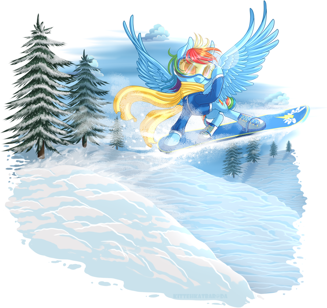 Kittehkatbar, Clothes, Goggles, Rainbow Dash, Safe, - Rainbow Dash Snowboard (1068x1024), Png Download