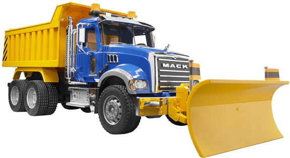 Transport - Trucks - Bruder Mack Granite Dump Truck With Snow Plow Blade (600x377), Png Download
