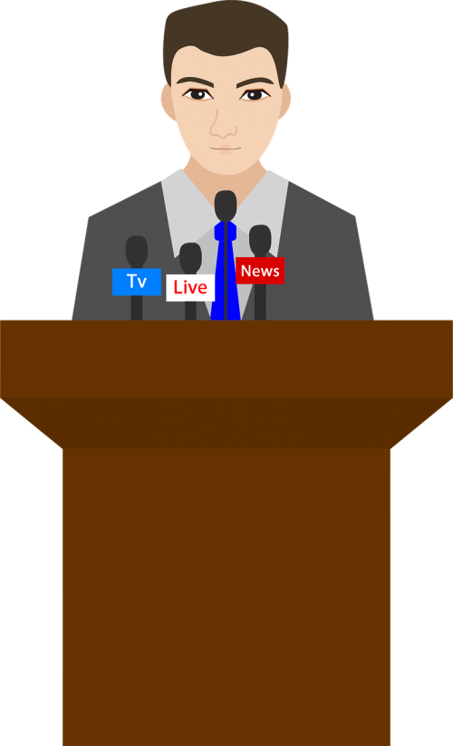 Public Speaking Cartoon Computer Icons Podium Male - Person On A Podium Cartoon (455x750), Png Download