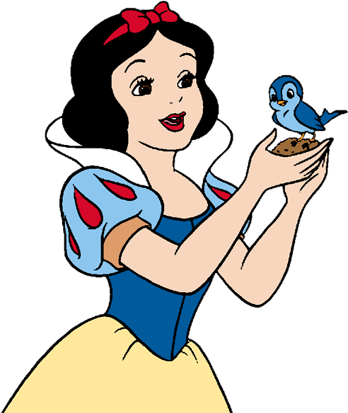 Snow White Clipart White Background - Snow White And The Bird (500x584), Png Download