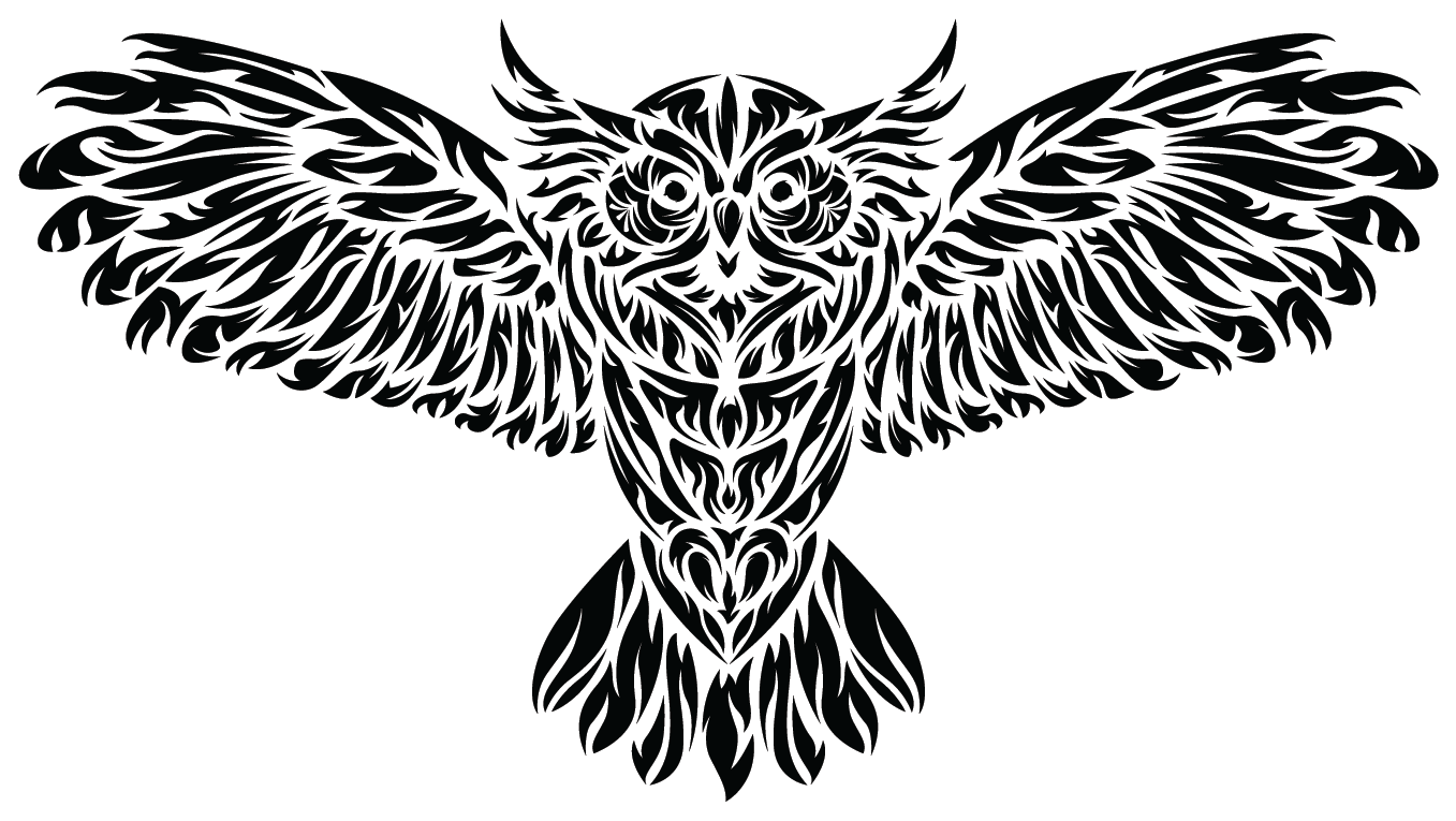 Tribal Owl Sticker - Black And White Sticker Designs (1357x765), Png Download