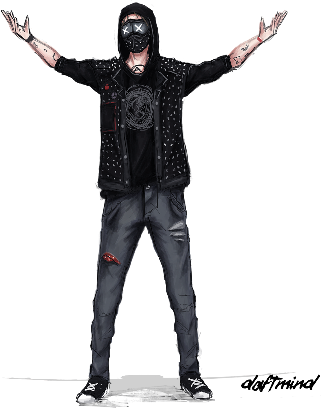 Quick Doodle Of Wrench From Watch Dogs 2 He Is Really - Video Game (1280x1451), Png Download