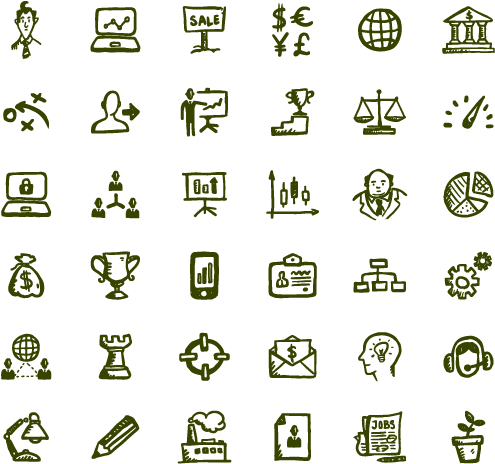 Busy Icons Free - Hand Drawn Business Icons Png (520x500), Png Download