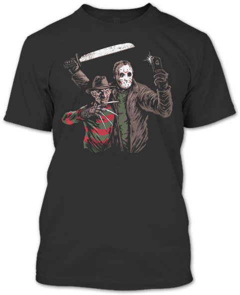 Jason Voorhees And Freddy Krueger Take A Selfie T Shirt - Schorem T Shirt (600x600), Png Download
