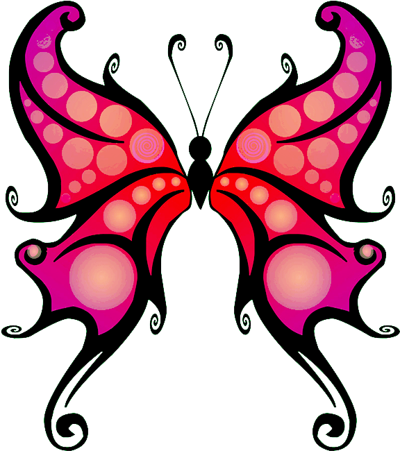 Purple Fantasy Butterfly - Fantasy Butterfly Tattoo Outline (591x697), Png Download