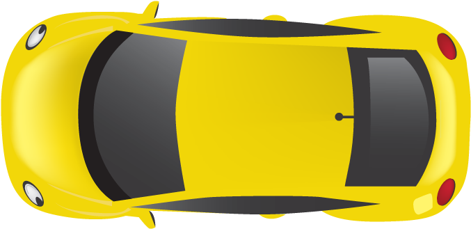 Yellow Top Car - Car Top View Png (745x400), Png Download