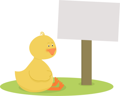Duck With A Blank Sign - Duck Cartoon With Sign (410x329), Png Download