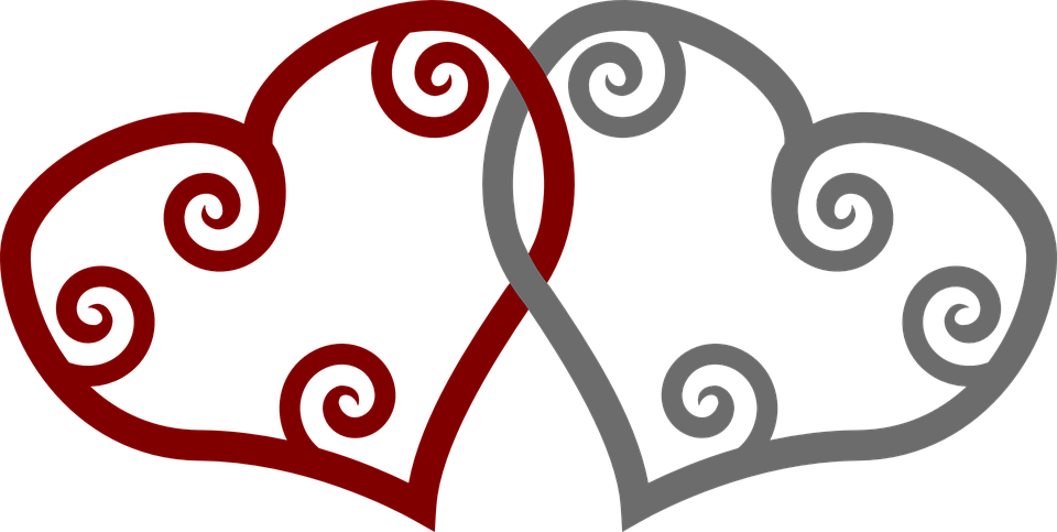 Two Hearts Shapes Red Grey Intersection - Maori Hearts (960x483), Png Download