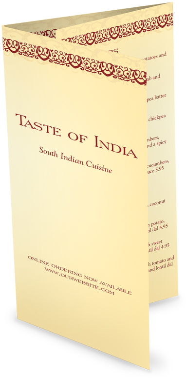 Indian Food Takeout Menu - Takeout Menu Design (900x900), Png Download