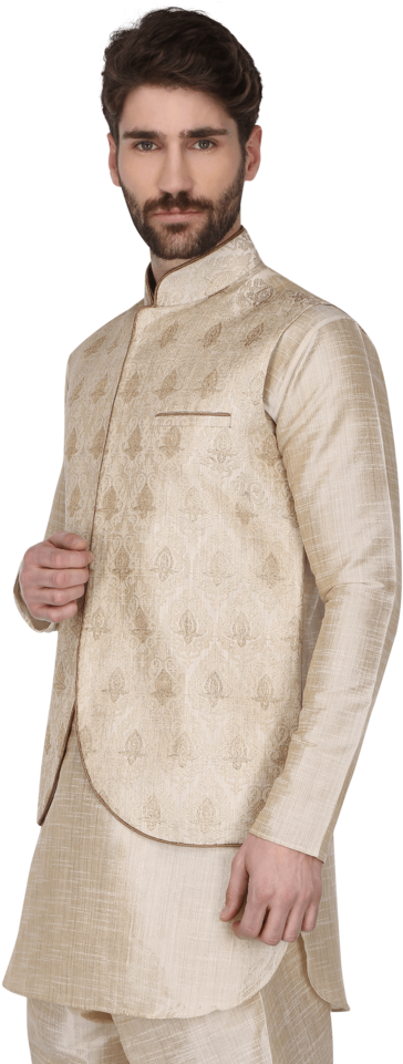 Men Printed Kurta Pyjamas - Gentleman (640x960), Png Download