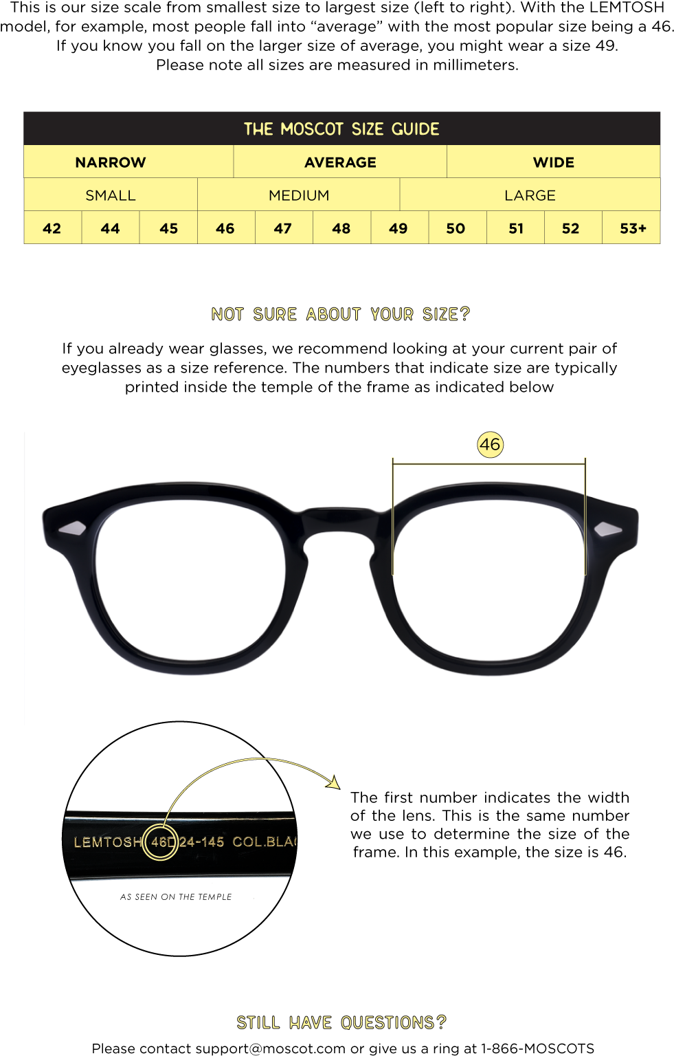 Choosing Frames - Moscot Lemtosh Size Chart (1124x1636), Png Download