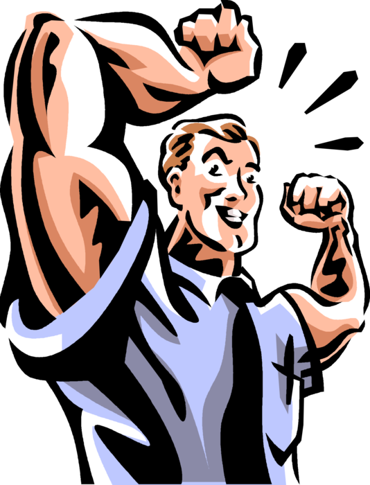 Vector Illustration Of Businessman Strongman Bodybuilder - Illustration (534x700), Png Download